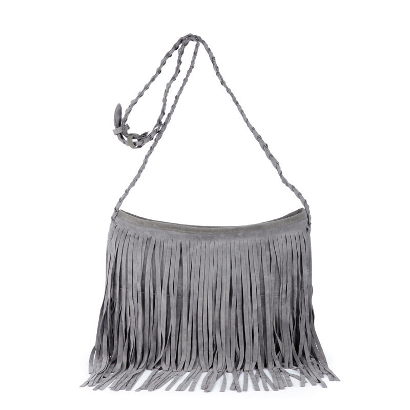 Frosted tassel women's crossbody shoulder bag