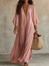 White Lace V-neck Batwing Sleeve Chiffon Maxi Dress