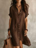 Bohemian Black Loose-fitting Midi Dress
