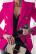 Chic Solid Long Sleeve Buttons Slim Coat