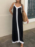 Lavechic Colorblock Suspender Midi Dress
