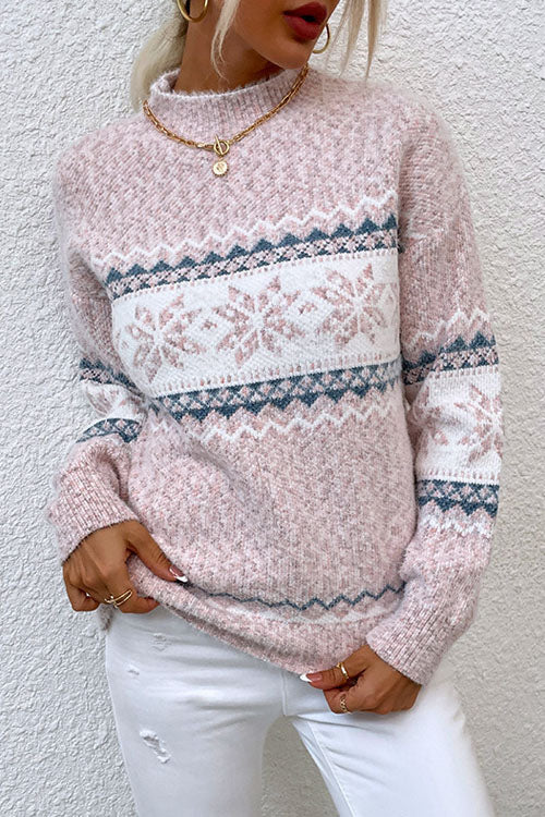 High-neck Snowflake Sweater