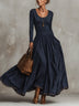 Navy Blue Shimmer Top And Faux Suede Maxi Dress 2 Piece Set