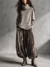 Women's Velvet Turtleneck & Vintage Balloon Pants Two-Piece Set