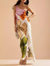 Elegant Exquisite Floral Print One-shoulder Maxi Dress
