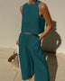 Chic Solid Color Sleeveless 2pieces Set