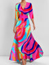 Elegant Mid Sleeve Maxi Dress
