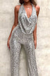 Halter neck sequin party  jumpsuit