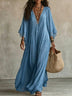 White Lace V-neck Batwing Sleeve Chiffon Maxi Dress