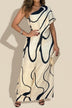 Abstract pattern off-shoulder maxi dress