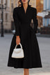 Elegant V-neck Long-sleeved Fitted Waist Midi Dress