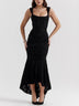 Black bell floral maxi dress