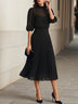 Black Chiffon Top And Pleated Midi Skirt Three Piece Set
