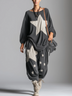 Oversized Star Patch Fringe Top & Harem Jogger Pants Two‑Piece Outfit