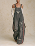 Star Patch Raw Edge Washed Denim Overalls