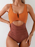 Contrast Patchwork One-Piece Swimsuit