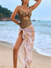Solid Color One-piece Swimsuit & Skirt Set