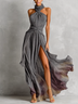 Sleeveless High-Neck Ombre Knit Maxi Dress With A Slit