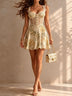 Elegant and romantic floral lace-trim mini dress