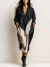 Black Loose Casual Shirt Midi Dress