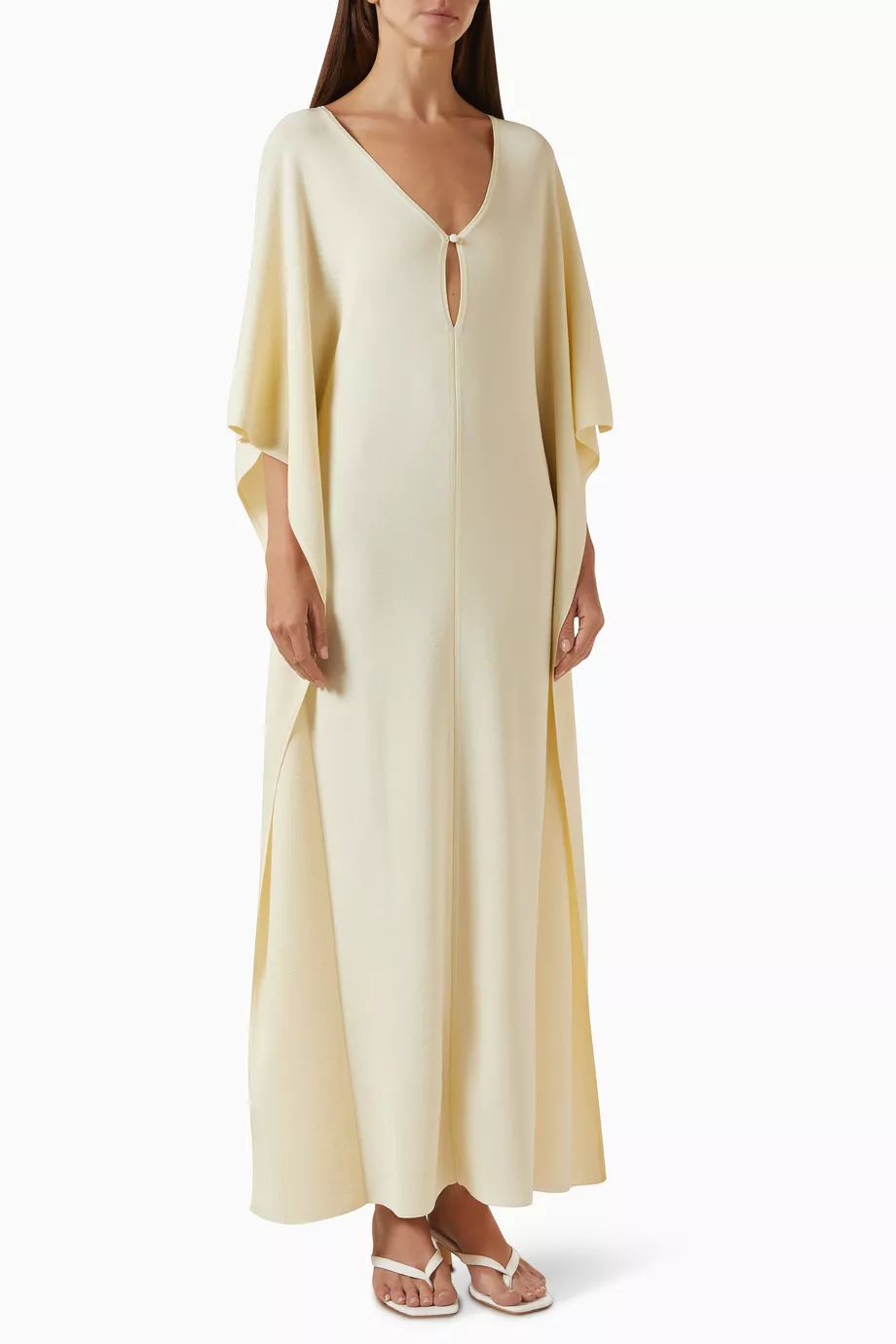 Yellow Minimalist Loose kaftan Maxi Dress