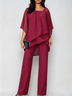 Off-the-shoulder Irregular Chiffon Suit