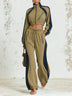 Olive Zip Up Cropped Jacket High Waist Jogger Two Piece