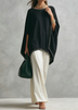 Black Loose Cape‑Style Top And Casual Wide‑Leg Pants Set