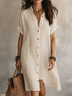 Bohemian Black Loose-fitting Midi Dress