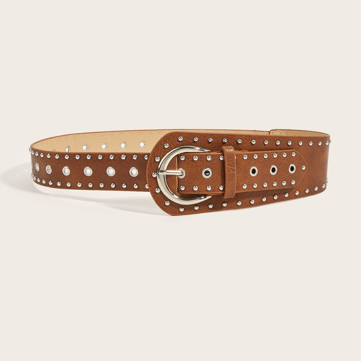 Punk-style studded belt with snap buckle