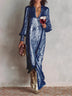 Minimalist Loose Shimmering V-neck Maxi Party Dress