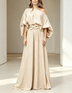 Ivory Off-Shoulder Belted Maxi Kaftan Dress