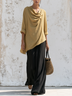 Bohemian Draped Asymmetrical Top and Wide Leg Pants Two Piece Set
