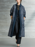Vintage Navy Paisley Print Longline Open Front Coat