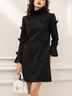 Elegant Black Bat Embroidered Flared Sleeve Mini Dress