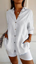 Single-breasted Pleated Lapel Shirt