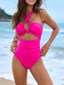 Tie-up One-piece Swimsuit & Skirt Two-piece Set