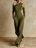 Olive green One‑Shoulder Party Wide‑Leg Jumpsuit