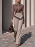 Elegant tie-front top and asymmetric trousers set