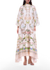 White Printed Loose Kaftan Maxi Dress