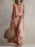 Pink Tank Top Casual Maxi Dress Set