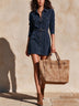 Navy collared shirt mini dress with pockets (includes belt)