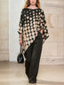 Black polka-dot top and pants set with batwing sleeves