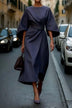 Elegant Solid Color Waist Dress