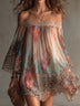 Vacation off-shoulder mini dress with leopard ombre print