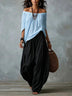 White Off-the-shoulder Top And Loose-fitting Lantern Pants Set