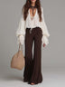 Bohemian Textured Ruffled Blouse and Flared Pants Set