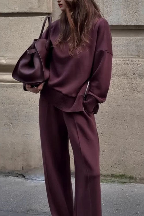 Long Sleeve Sweatshirt Casual Pocket Trousers Two-piece Set