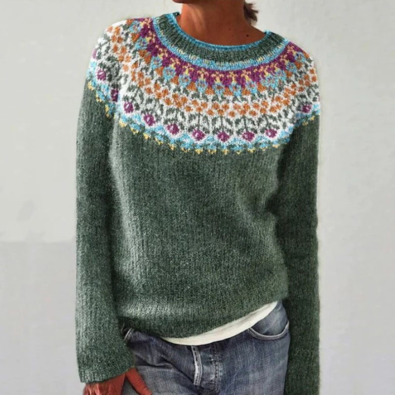 Casual Floral Printing Crew-neck Sweater