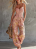 Pink Camo Print Corset Cargo Jumpsuit